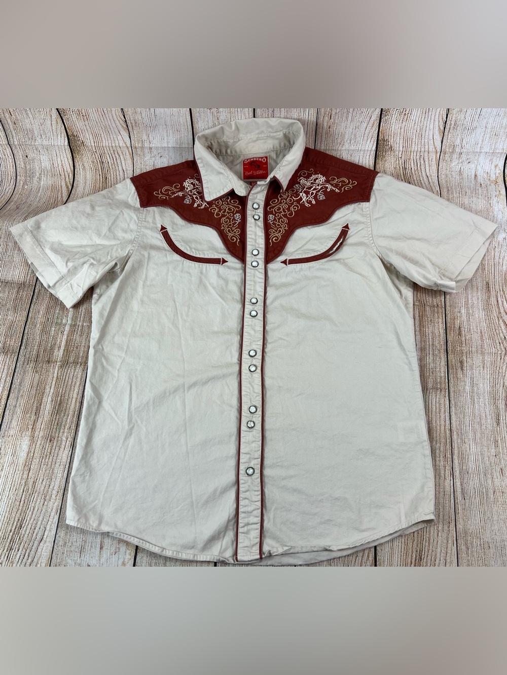 Mens Sendero Provisions Cody Western Embroidered Horse Pearl Snap Shirt Medium
